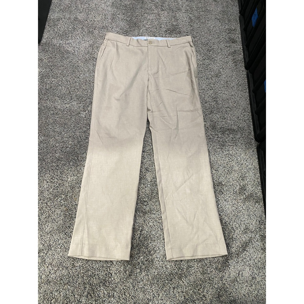 Peter Millar Dress Pants Flat Front Linen Blend Tan 32x32